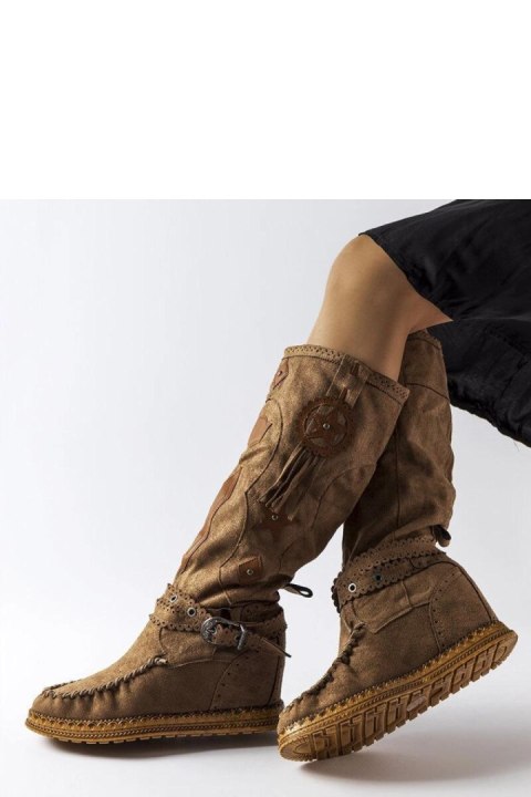 Ciemnobrązowe kozaki w stylu boho Putignano - Solea Ciemnobrązowe kozaki w stylu boho Putignano - Solea