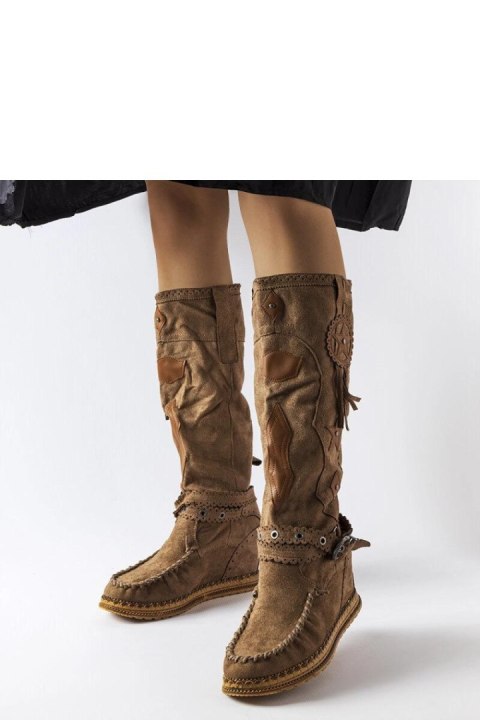 Ciemnobrązowe kozaki w stylu boho Putignano - Solea Ciemnobrązowe kozaki w stylu boho Putignano - Solea