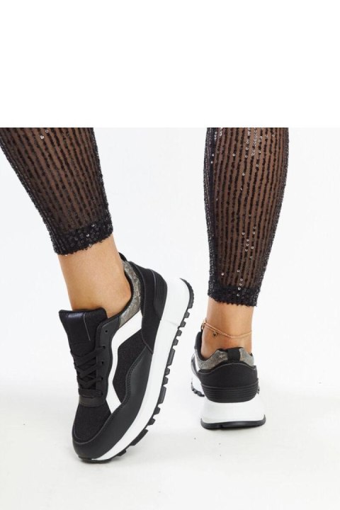 Czarne sneakersy na platformie z brokatem Evelia - Solea Czarne sneakersy na platformie z brokatem Evelia - Solea
