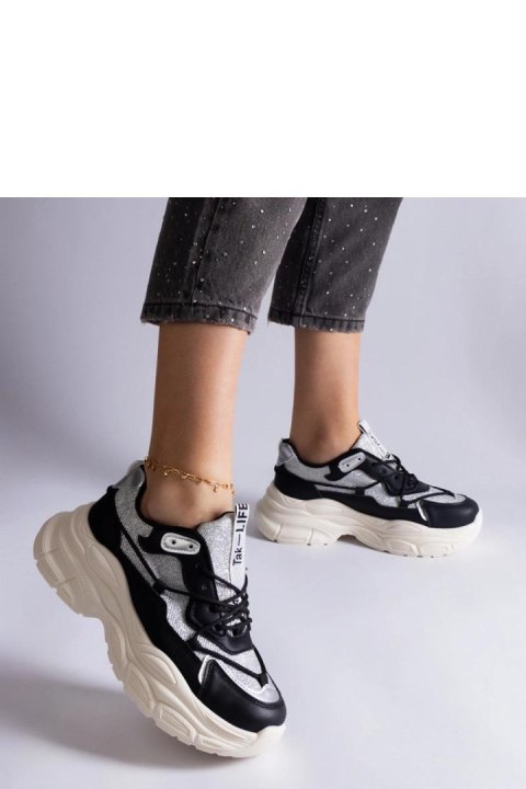Czarne sneakersy z brokatowymi wstawkami Rigel - Solea Czarne sneakersy z brokatowymi wstawkami Rigel - Solea
