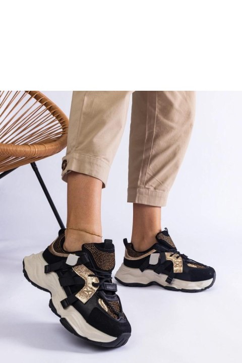 Czarne sneakersy ze złotymi wstawkami Candra - Solea Czarne sneakersy ze złotymi wstawkami Candra - Solea
