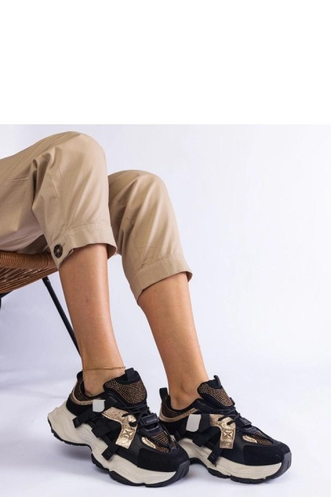 Czarne sneakersy ze złotymi wstawkami Candra - Solea Czarne sneakersy ze złotymi wstawkami Candra - Solea