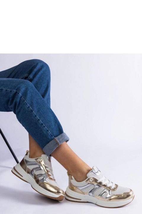 Materiałowe sneakersy sportowe ze złotymi wstawkami Elayne - Solea Materiałowe sneakersy sportowe ze złotymi wstawkami Elayne - Solea