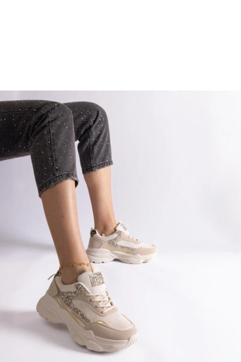 Beżowe sneakersy z brokatowymi wstawkami Clorinda - Solea Beżowe sneakersy z brokatowymi wstawkami Clorinda - Solea