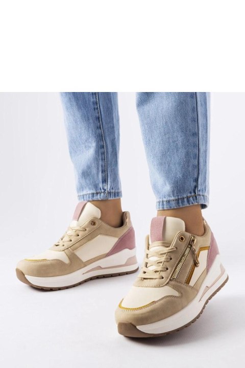 Beżowo-różowe sportowe sneakersy Delid - Solea Beżowo-różowe sportowe sneakersy Delid - Solea