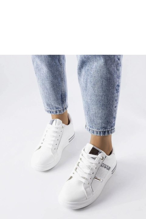Białe sneakersy zdobione cyrkoniami Xarles - Solea Białe sneakersy zdobione cyrkoniami Xarles - Solea