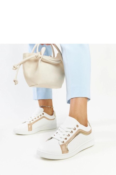 Biało-złote sneakersy na platformie Amala - Solea Biało-złote sneakersy na platformie Amala - Solea