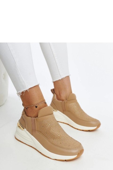 Brązowe sneakersy na koturnie z cyrkoniami Ashleey - Solea Brązowe sneakersy na koturnie z cyrkoniami Ashleey - Solea
