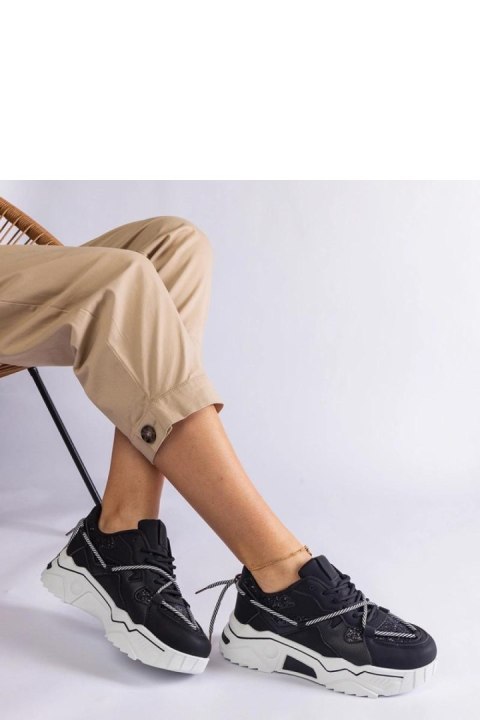 Czarne sneakersy damskie z brokatem Agar - Solea Czarne sneakersy damskie z brokatem Agar - Solea