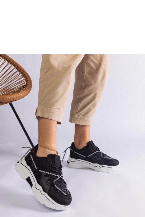 Czarne sneakersy damskie z brokatem Agar - Solea Czarne sneakersy damskie z brokatem Agar - Solea