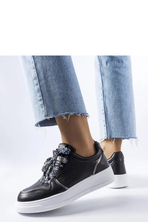 Czarne sneakersy wiązane wstążką Pryor - Solea Czarne sneakersy wiązane wstążką Pryor - Solea