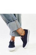 Granatowe damskie trampki na grubej podeszwie CROSS JEANS - Solea