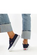 Granatowe damskie trampki na grubej podeszwie CROSS JEANS - Solea