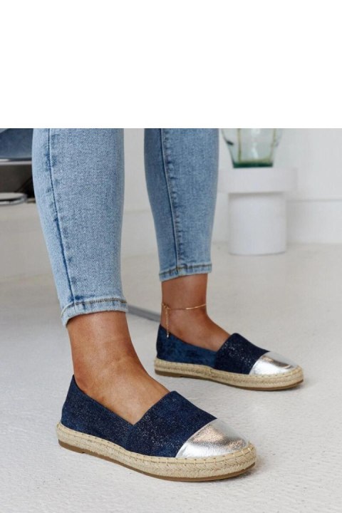 Granatowo-srebrne błyszczące espadryle Surana - Solea