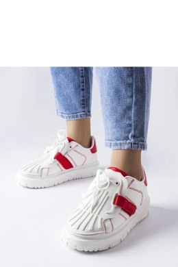 Biało-czerwone sneakersy na platformie Binet - Solea