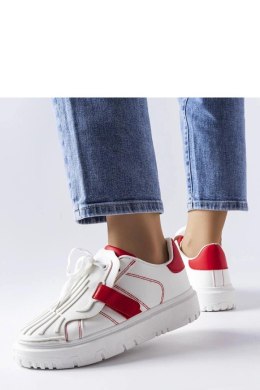 Biało-czerwone sneakersy na platformie Binet - Solea