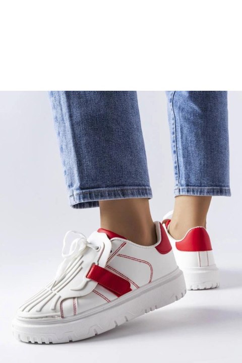 Biało-czerwone sneakersy na platformie Binet - Solea
