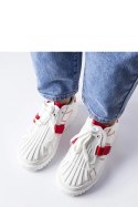 Biało-czerwone sneakersy na platformie Binet - Solea