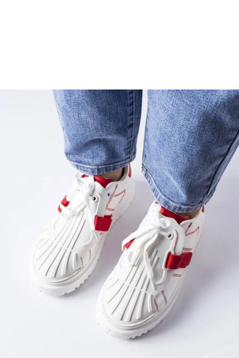 Biało-czerwone sneakersy na platformie Binet - Solea