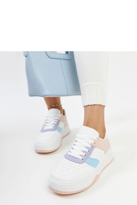 Biało-różowe sneakersy na grubszej podeszwie Rafida - Solea Biało-różowe sneakersy na grubszej podeszwie Rafida - Solea