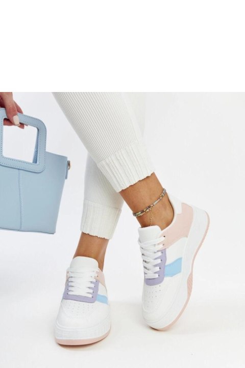 Biało-różowe sneakersy na grubszej podeszwie Rafida - Solea Biało-różowe sneakersy na grubszej podeszwie Rafida - Solea