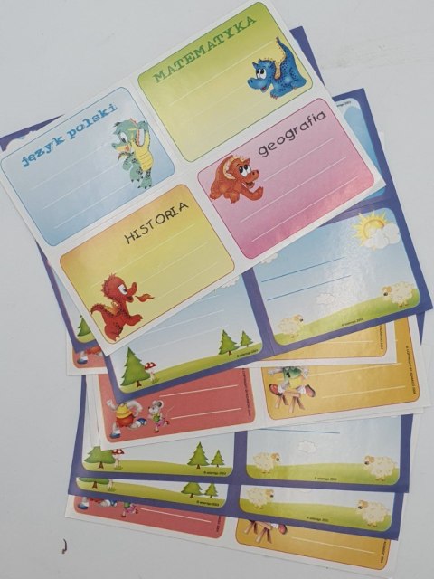 Naklejki na zeszyt 10kpl x 4szt Naklejki na zeszyt 10kpl x 4szt