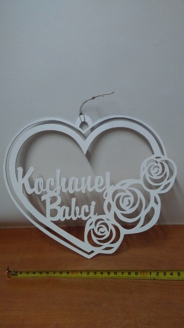 Serce wiszące 30cm ażur BABCIA Serce wiszące 30cm ażur BABCIA
