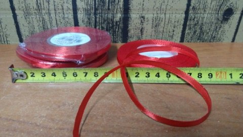Wstążka satynowa 6mmx32m CZERWONA 4szt. | AX06-08 Wstążka satynowa 6mmx32m CZERWONA 4szt. | AX06-08