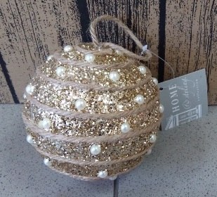 Bombka złota brokat fi-12cm Bombka złota brokat fi-12cm
