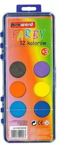 Farbki szkolne 12kol. + pędzelek Farbki szkolne 12kol. + pędzelek