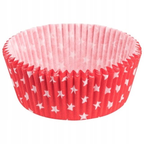 Foremki papierowe 60szt. do muffinek 50x25mm CZERWONE W GWIAZDKI | 23-34 Foremki papierowe 60szt. do muffinek 50x25mm CZERWONE W GWIAZDKI | 23-34