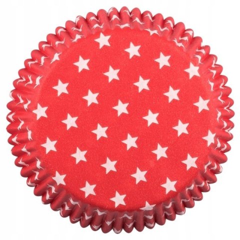 Foremki papierowe 60szt. do muffinek 50x25mm CZERWONE W GWIAZDKI | 23-34 Foremki papierowe 60szt. do muffinek 50x25mm CZERWONE W GWIAZDKI | 23-34