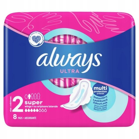 Podpaski ze skrzydełkami ALWAYS ULTRA SUPER PLUS A'8 Podpaski ze skrzydełkami ALWAYS ULTRA SUPER PLUS A'8