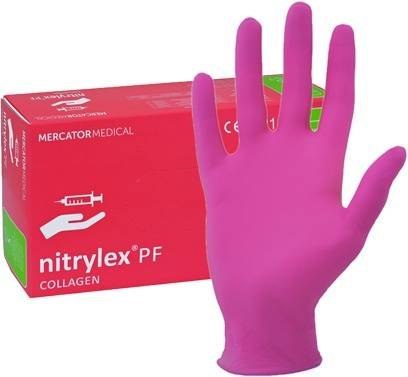 Rękawice nitrylowe RÓŻOWE collagen A'100 rozm. S Rękawice nitrylowe RÓŻOWE collagen A'100 rozm. S