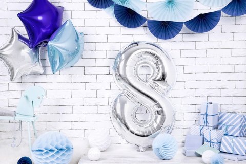 Balon cyfra 86cm ''8'' SREBRNY | FB1M-8-018 Balon cyfra 86cm ''8'' SREBRNY | FB1M-8-018