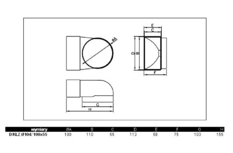 Kolano poziome płaskie 110x55 D/KPO Dospel 007-0225 Kolano poziome płaskie 110x55 D/KPO Dospel 007-0225
