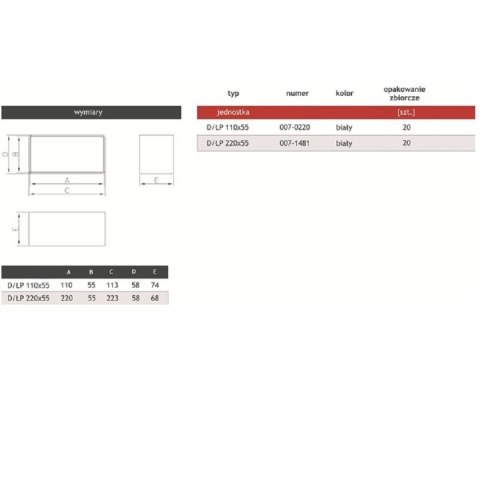 Łącznik kanałów płaskich D/ŁP 110x55 Dospel 007-0220 Łącznik kanałów płaskich D/ŁP 110x55 Dospel 007-0220