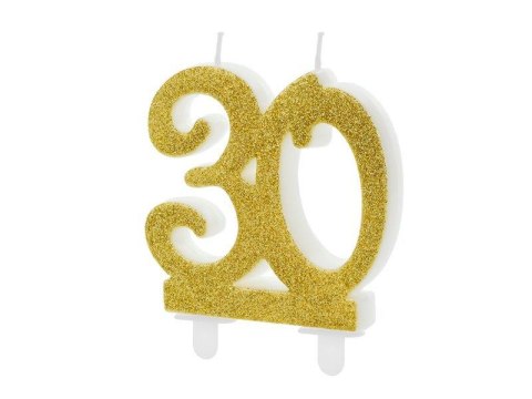 Świeczka urodzinowa "30" złota 7,5cm SCU5-30-019 Świeczka urodzinowa "30" złota 7,5cm SCU5-30-019
