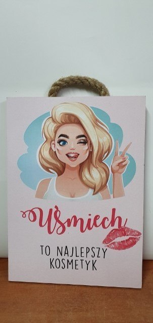 Tabliczka/obraz do zawieszenia 20x15 UŚMIECH TO NAJLEPSZY KOSMETYK Tabliczka/obraz do zawieszenia 20x15 UŚMIECH TO NAJLEPSZY KOSMETYK