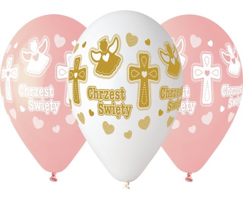 Balony CHRZEST dziewczynki 33cm 5szt. | GS120/617BR Balony CHRZEST dziewczynki 33cm 5szt. | GS120/617BR
