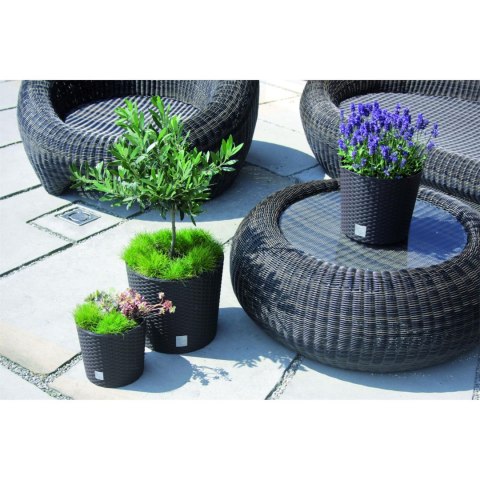 Donica z wkładem rattan RATO Round 25xh22cm ANTRACYT Donica z wkładem rattan RATO Round 25xh22cm ANTRACYT