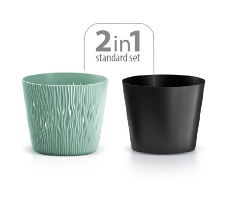 Doniczka z wkładem SANDY ROUND - szary kamienny 12,8xh11cm Doniczka z wkładem SANDY ROUND - szary kamienny 12,8xh11cm