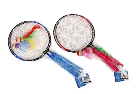 Badminton - rakietki 44x22cm z lotką oraz z piłeczką z piórkami Badminton - rakietki 44x22cm z lotką oraz z piłeczką z piórkami