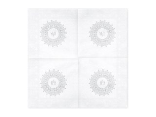 Serwetki Komunijne IHS 33x33cm 20szt. srebrny | SP33-63-018
