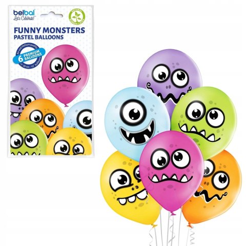 Balony 30 cm Funny Monsters 6 szt. 42-45 Balony 30 cm Funny Monsters 6 szt. 42-45