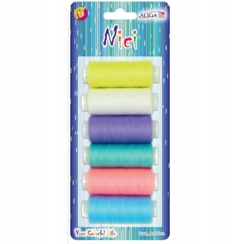 Nici 6szt. mix kolorów na blistrze | NIT-1413 Nici 6szt. mix kolorów na blistrze | NIT-1413