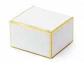 Pudełeczka w kolorze białym ze złotymi metalizowanymi brzegami, wymiary po złożeniu ok. 6 x 3,5 x 5,5 cm. 10 szt.) Pudełeczka w kolorze białym ze złotymi metalizowanymi brzegami, wymiary po złożeniu ok. 6 x 3,5 x 5,5 cm. 10 szt.)