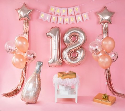Zestaw balonów na 18 urodziny rose gold duży | 460474 Zestaw balonów na 18 urodziny rose gold duży | 460474