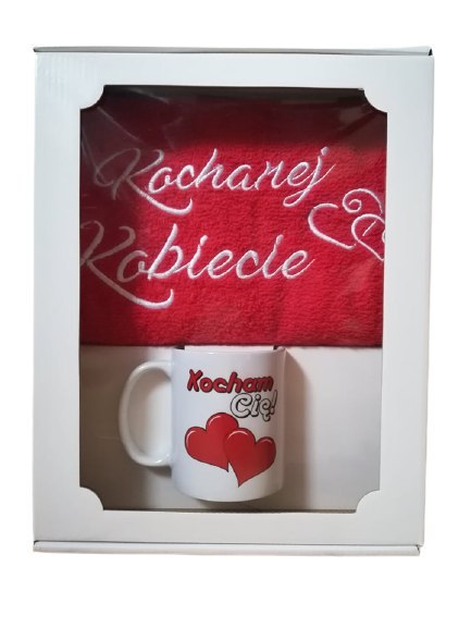 Komplet z czerwonym ręcznikiem Kochanej Kobiecie Komplet z czerwonym ręcznikiem Kochanej Kobiecie