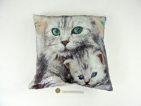 Poszewka na poduszkę magiczne cekiny koty 40x40 cm Poszewka na poduszkę magiczne cekiny koty 40x40 cm